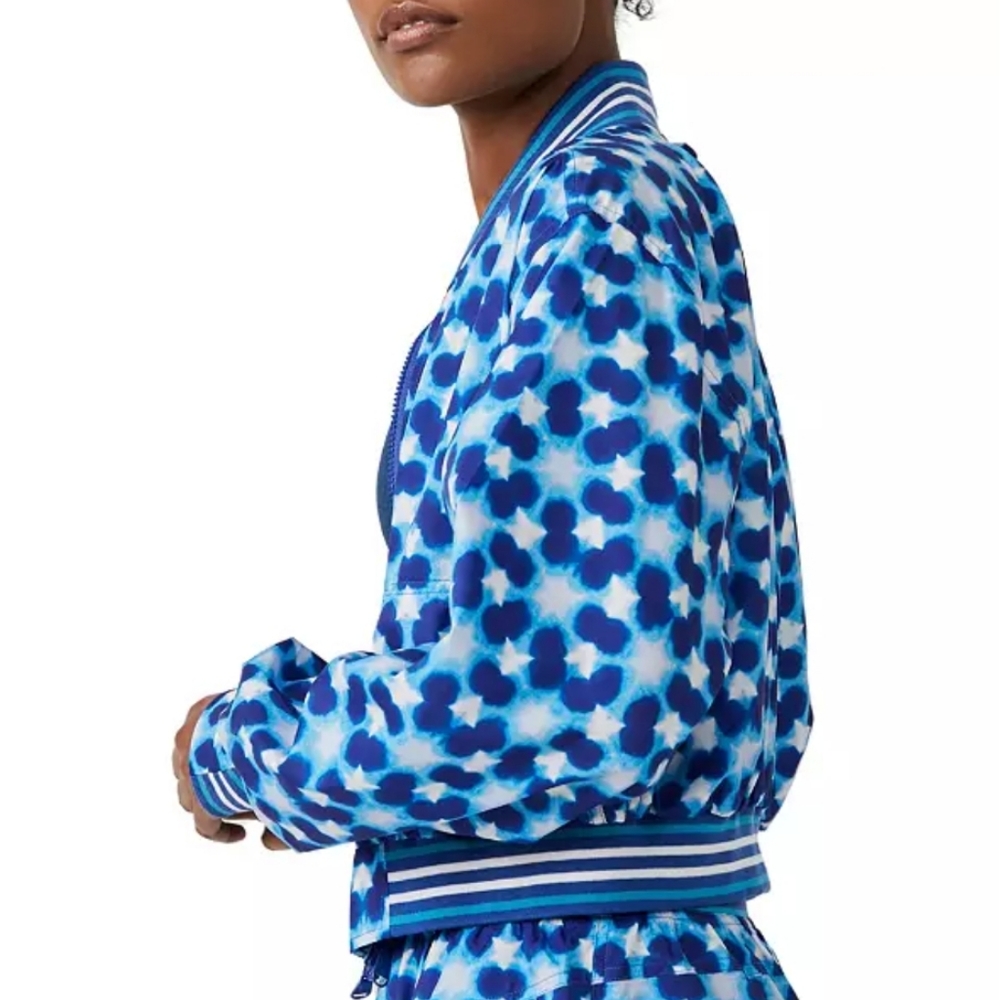 NWT Free People Movement Seed Printed Tennis Jacket in Blue Combo - Picture 2 of 5
